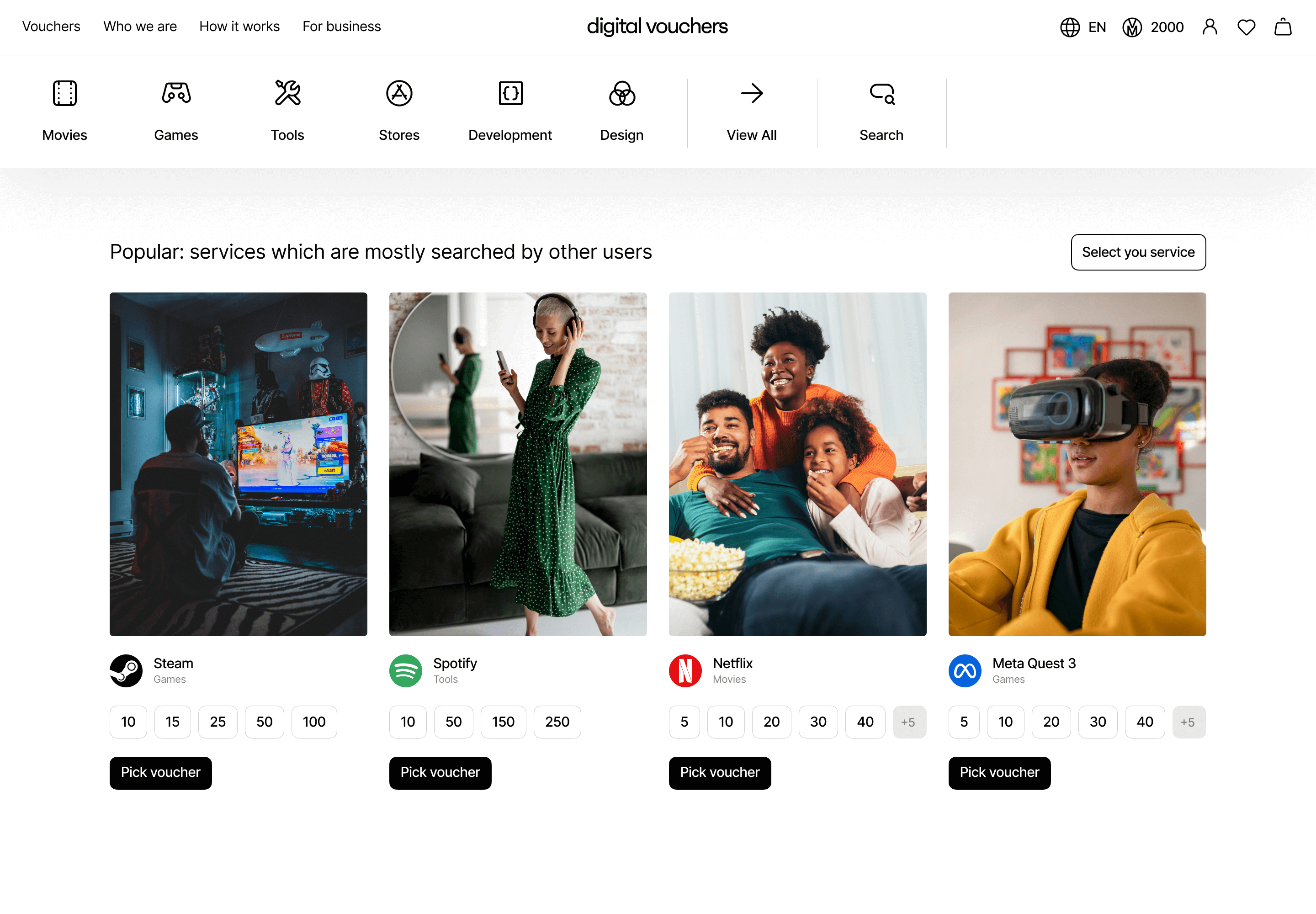 Digital Voucher mainpage
